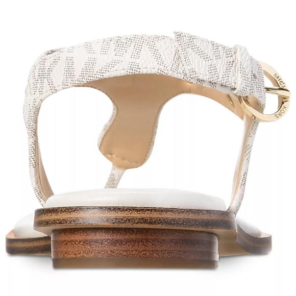 Michael Kors MK Plate Flat Thong Sandals Vanilla - Picture 2 of 7